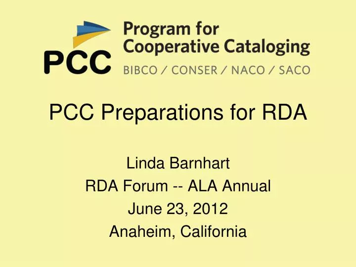 pcc preparations for rda