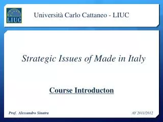 Strategic Issues of Made in Italy