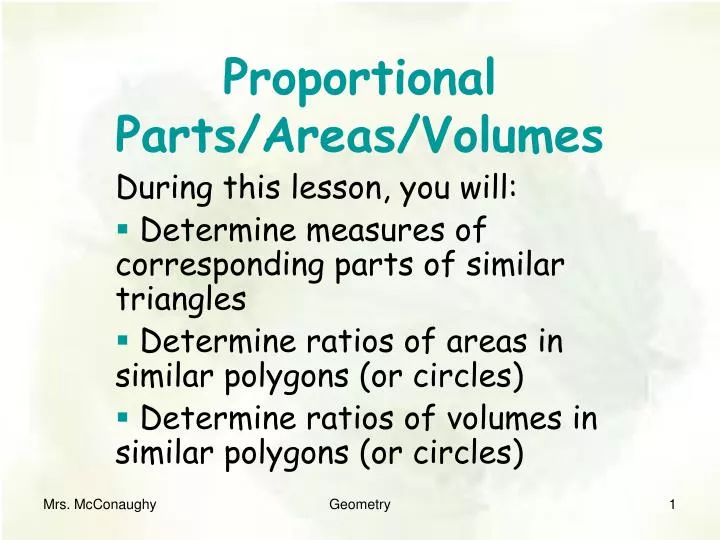 proportional parts areas volumes