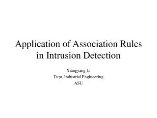 Application of Association Rules in Intrusion Detection