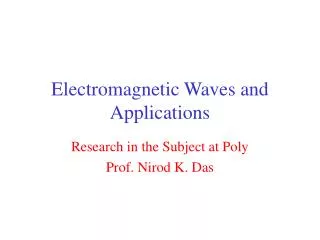 Electromagnetic Waves and Applications