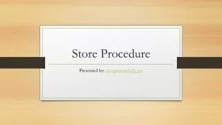 Store procedure in SQL