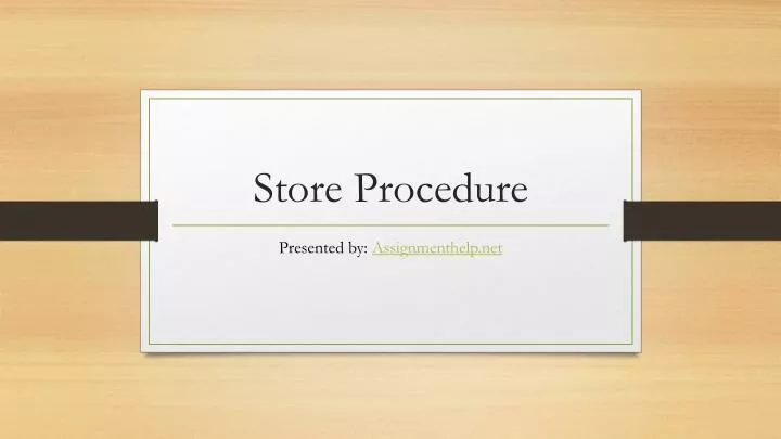 store procedure