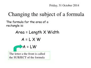 Changing the subject of a formula