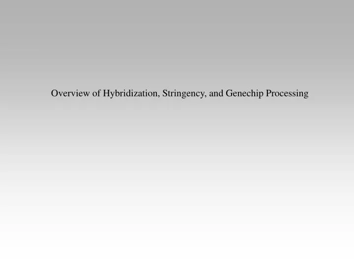 overview of hybridization stringency and genechip processing