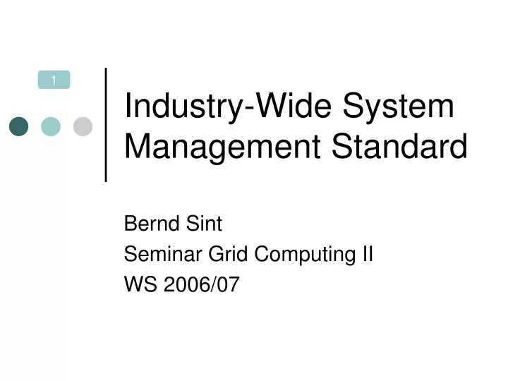 industry wide system management standard