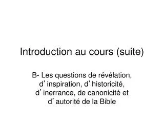 introduction au cours suite