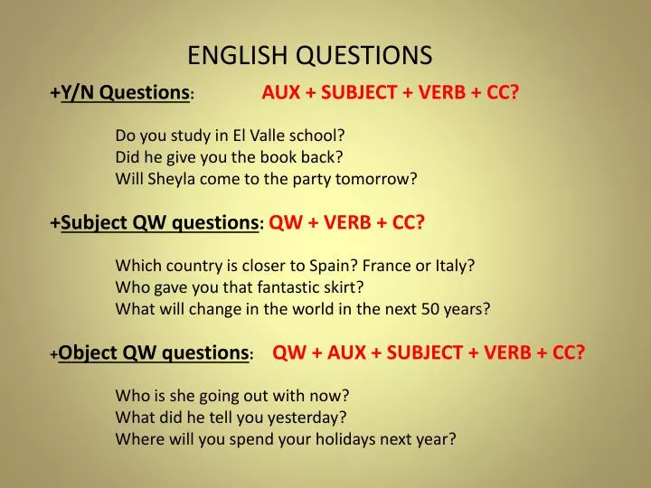 english questions