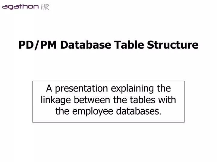pd pm database table structure