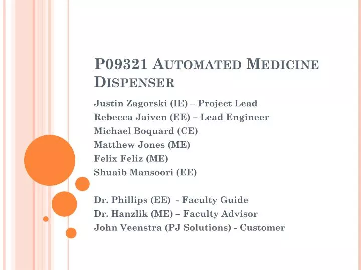 p09321 automated medicine dispenser