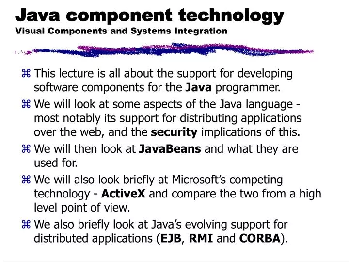 java component technology visual components and systems integration
