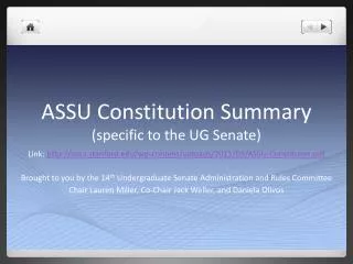 ASSU Constitution Summary (specific to the UG Senate)