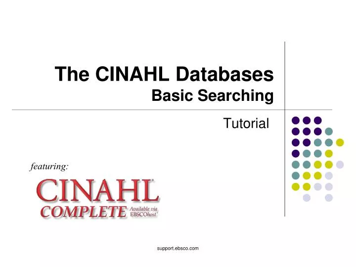 the cinahl databases basic searching