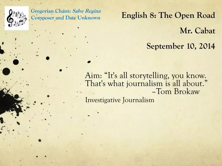 english 8 the open road mr cabat september 10 2014