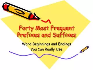 Forty Most Frequent Prefixes and Suffixes