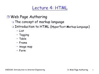 Lecture 4: HTML