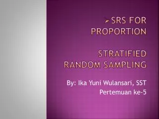 srs for proportion stratified random sampling