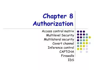 chapter 8 authorization