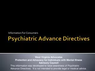 Psychiatric Advance Directives