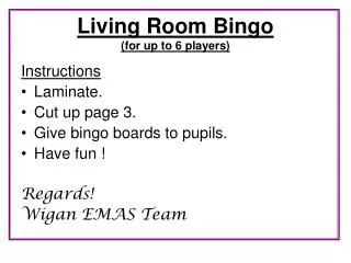 Living Room Bingo (for up to 6 players)