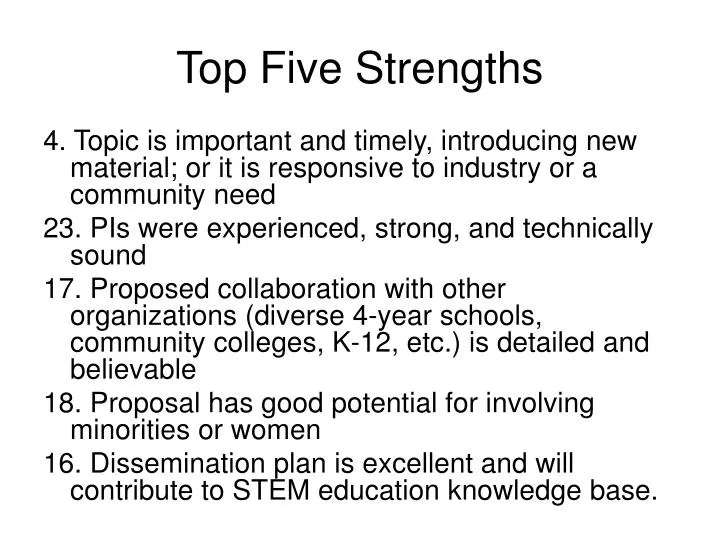 top five strengths