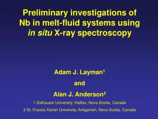 Preliminary investigations of Nb in melt-fluid systems using in situ X-ray spectroscopy