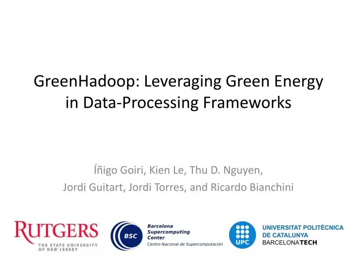 greenhadoop leveraging green energy in data processing frameworks