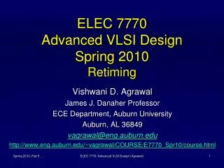 ELEC 7770 Advanced VLSI Design Spring 2010 Retiming