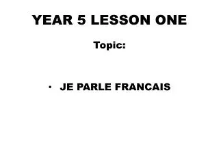 YEAR 5 LESSON ONE