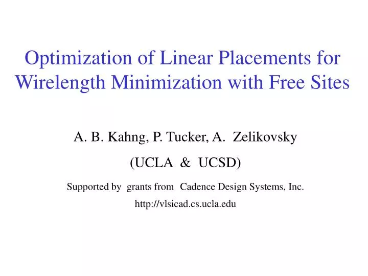 optimization of linear placements for wirelength minimization with free sites
