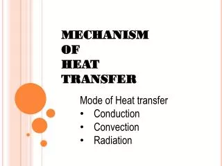 MECHANISM OF HEAT TRANSFER