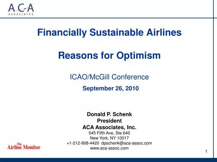 financially sustainable airlines reasons for optimism icao mcgill conference september 26 2010