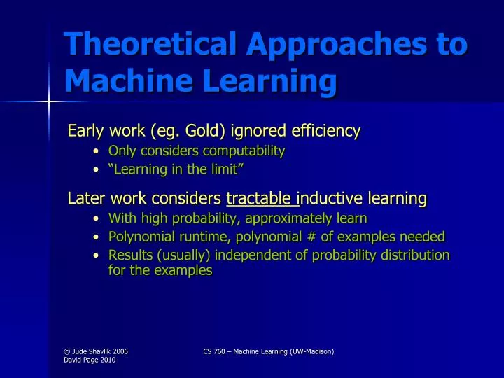theoretical approaches to machine learning