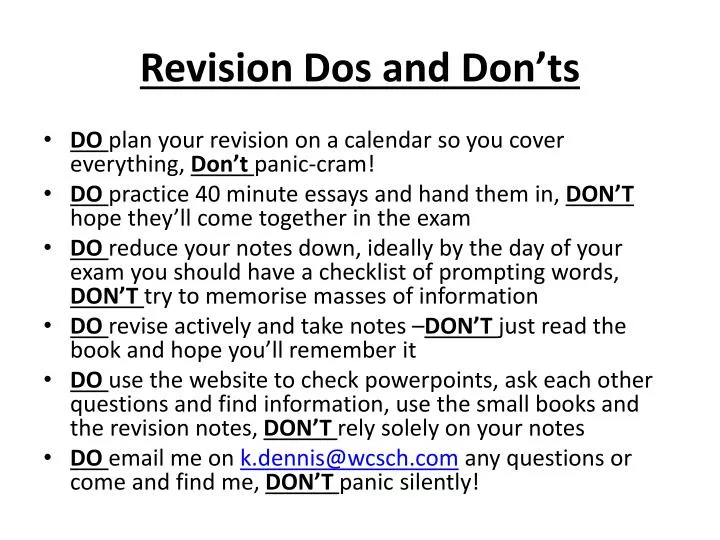 revision dos and don ts