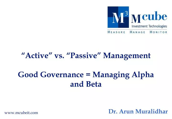 active vs passive management good governance managing alpha and beta
