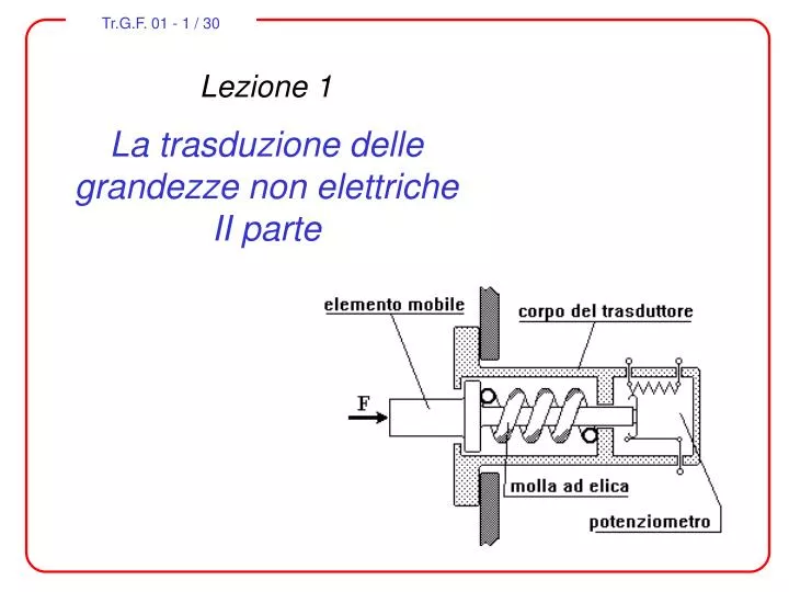 lezione 1 la trasduzione delle grandezze non elettriche ii parte
