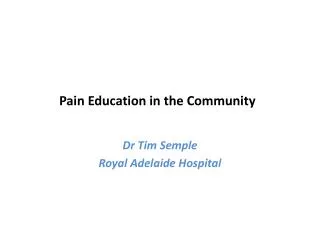 Pain Education in the Community