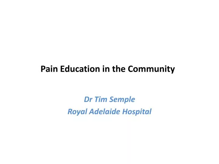 pain education in the community