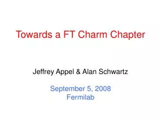 Towards a FT Charm Chapter
