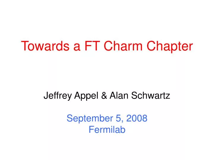 towards a ft charm chapter