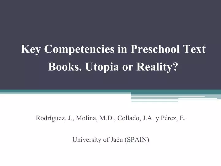 key competencies in preschool text b ooks utopia or reality