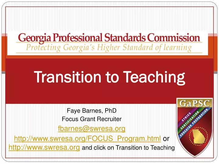 transition to teaching