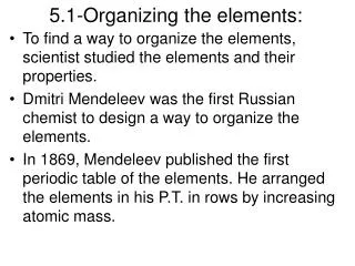 5.1-Organizing the elements: