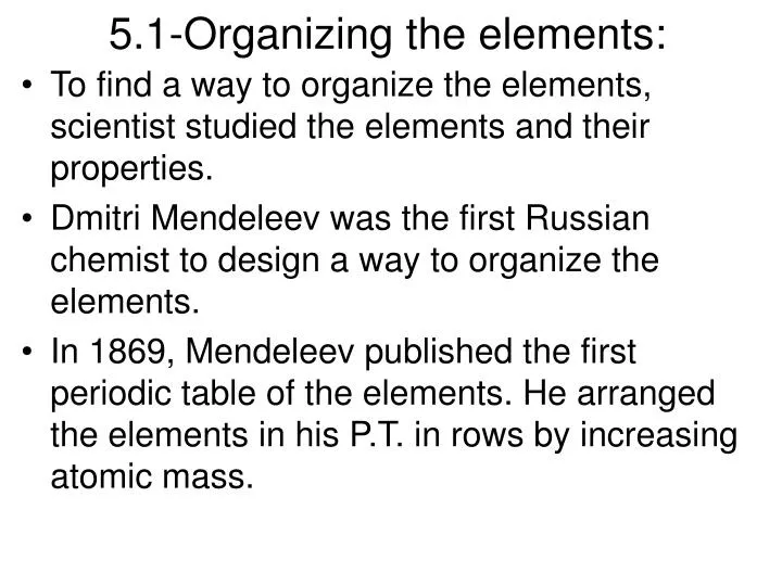 5 1 organizing the elements