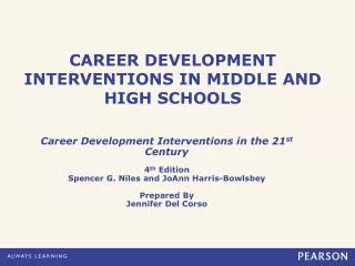 CAREER DEVELOPMENT INTERVENTIONS IN MIDDLE AND HIGH SCHOOLS