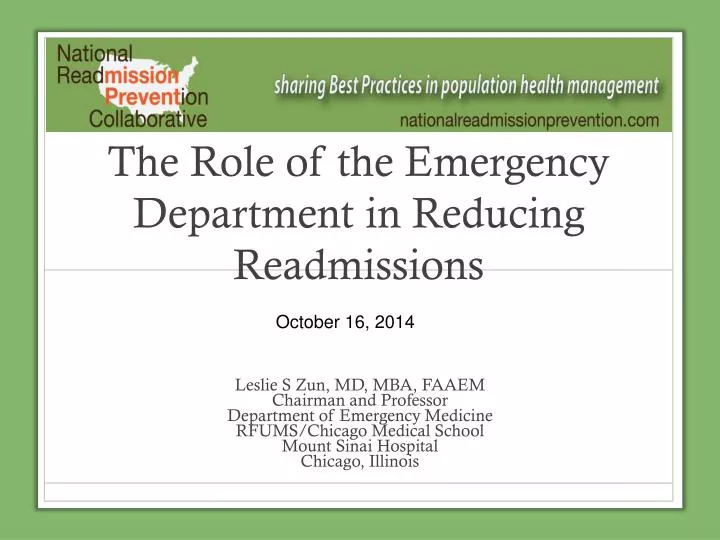 the role of the emergency department in reducing readmissions