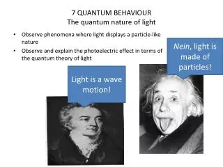 7 QUANTUM BEHAVIOUR The quantum nature of light