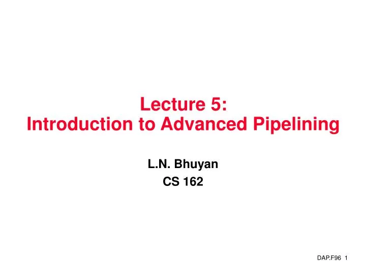 lecture 5 introduction to advanced pipelining
