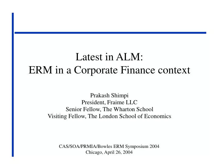latest in alm erm in a corporate finance context