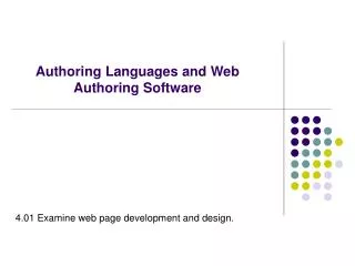 Authoring Languages and Web Authoring Software